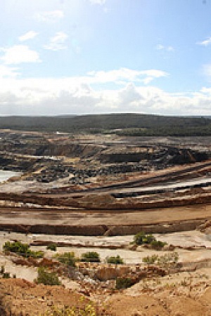 Panorama-anglesea-open-cut-coal-mine-power-station photograph by John Englart