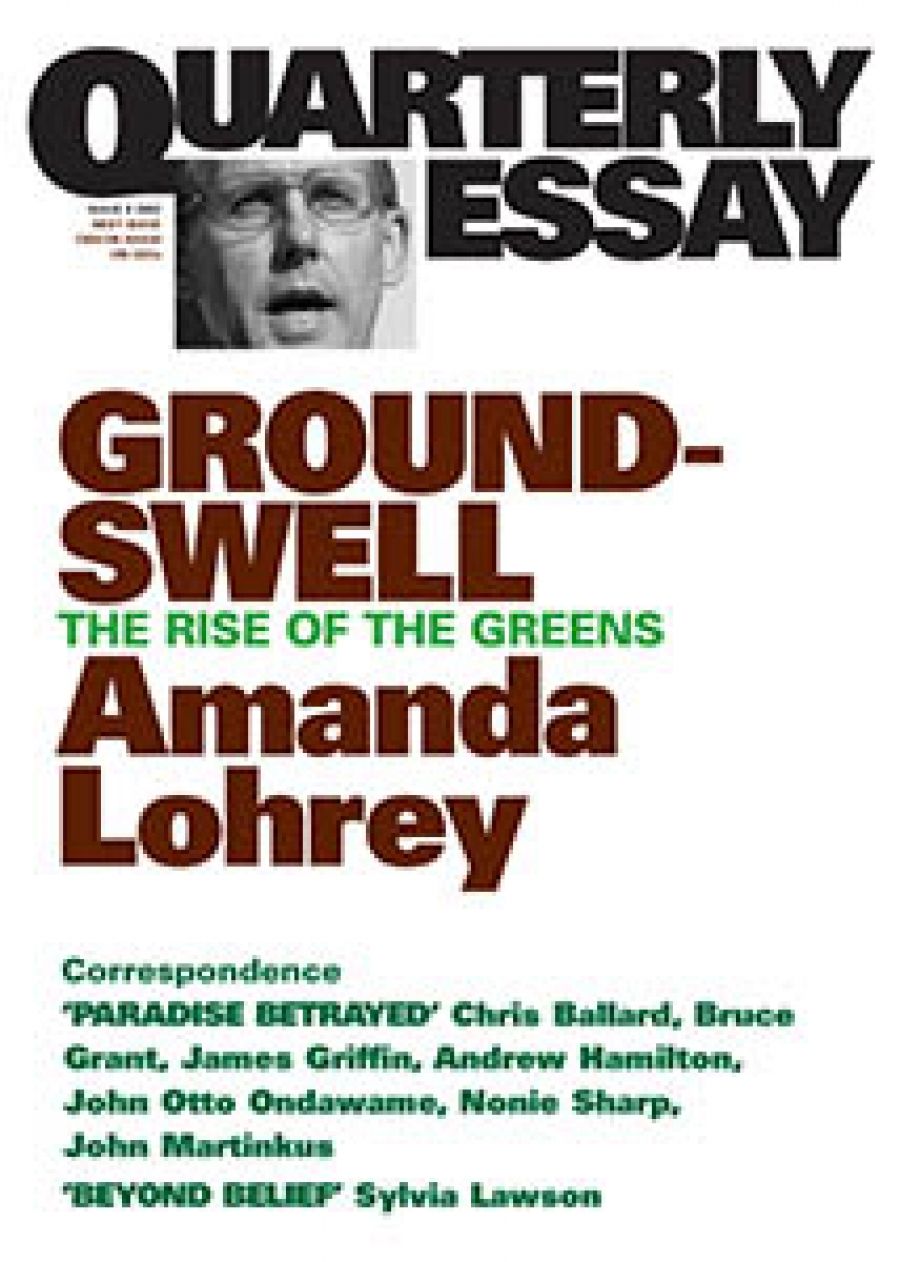 Don Aitkin reviews Groundswell: The rise of the Greens by Amanda Lohrey