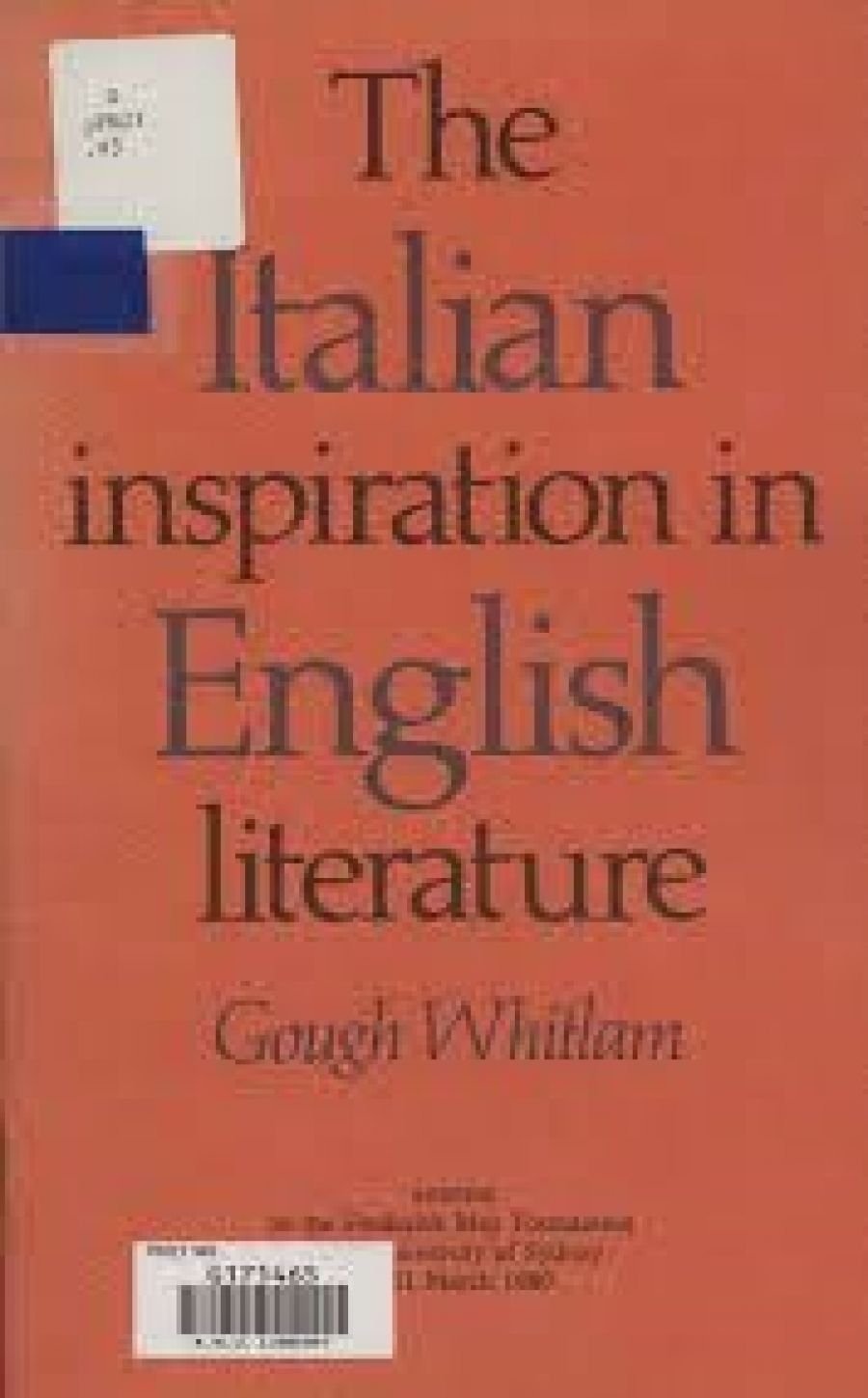 Ariella M. Crema reviews Italian Inspiration in English Literature by Gough Whitlam