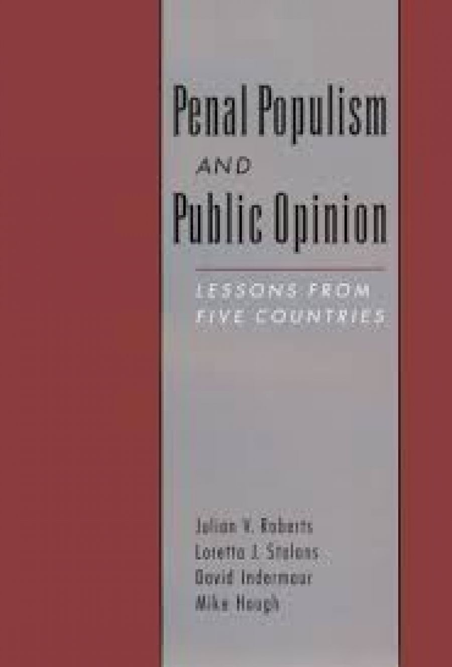 Russell Hogg reviews Penal Populism and Public Opinion: Lessons from five countries by Julian V. Roberts, Loretta J. Stalans, David Indemaur, and Mike Hough